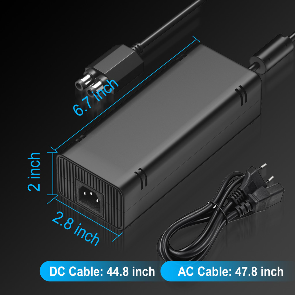 อะแดปเตอร์ AC สําหรับ Xbox 360 Slim, แหล่งจ่ายไฟพร้อมสายไฟเปลี่ยนเครื่องชาร์จอิฐไฟสําหรับคอนโซล Xbox 360 Slim