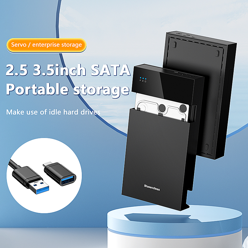 Blueendless HDD case 3.5 2.5 SATA to USB 3.0 อะแดปเตอร์ 3.5 นิ้ว USB 3.0 SATA ภายนอก HDD disk Hard Drive Enclosure 450Mb/s 18TB เครื่องมือฟรี Hard disk Enclosure พร้อมอะแดปเตอร์ไฟ 12V