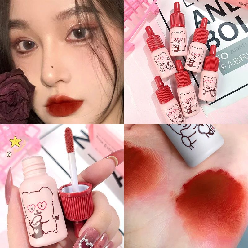 ใหม่หลอดนมลิปเคลือบสาวกํามะหยี่เคลือบลิปสติกติดทนนานไม่ติดถ้วยลิปกลอสแต่งหน้าขวดเล็กลิปทินท์เครื่องสําอาง
