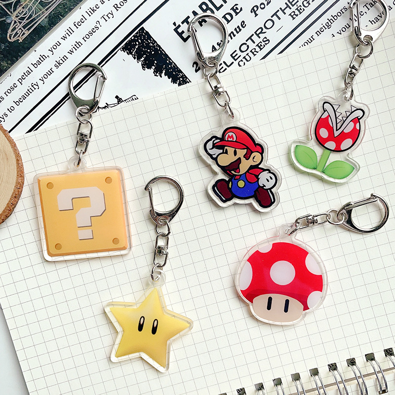 1 ชิ้น Super Mario เกม Merchandise จี้อะคริลิคพวงกุญแจสามารถใช้สําหรับคู่กระเป๋าจี้ Key Chain ของขวัญที่ระลึก