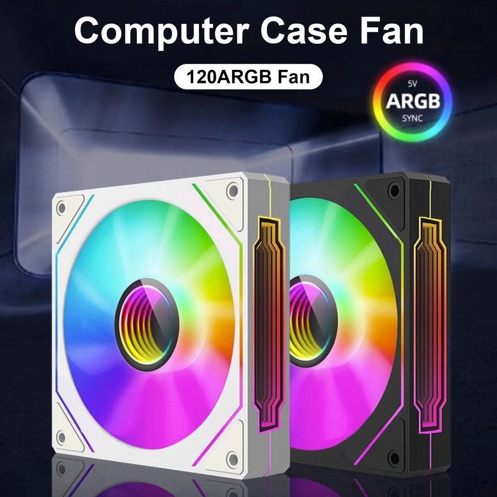 Tj Prism 120 มม. GEN4 Pro ARGB พัดลมแชสซี, Infinity Straw RGB แสงผล 5V 3PIN เมนบอร์ดการซิงโครไนซ์ 1,000 ~ 1800RPM PWM พัดลม PC เหมาะสําหรับหม้อน้ําแชสซีคอมพิวเตอร์