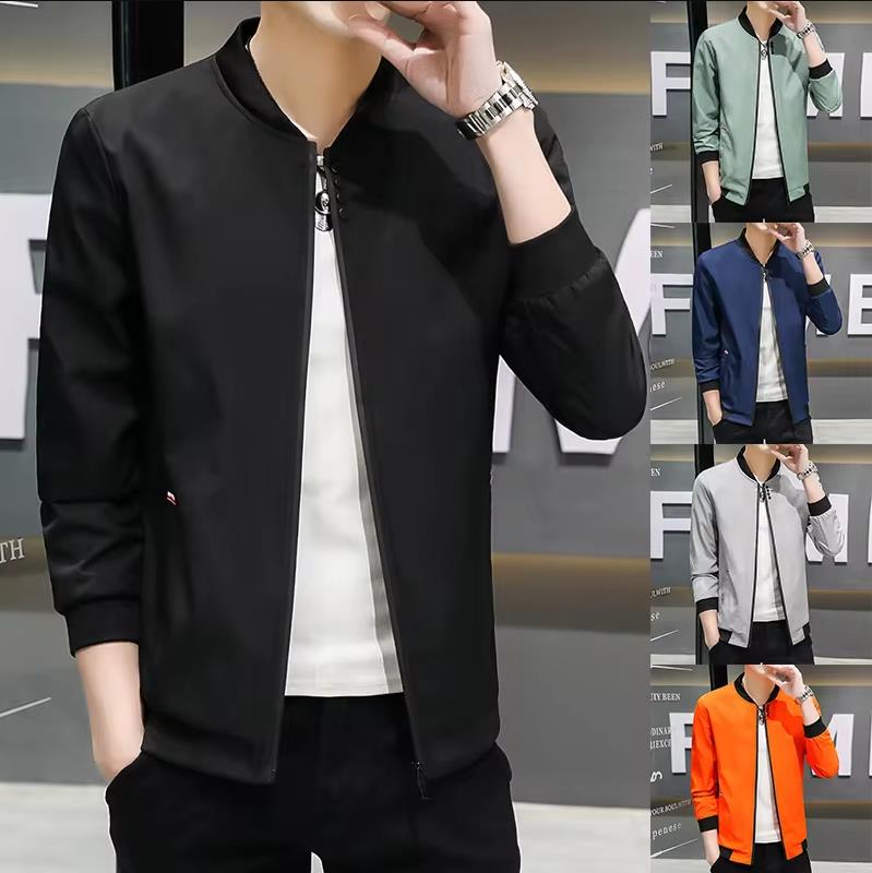 [พร้อม คลังสินค้า]เสื้อแจ็คเก็ตบอมเบอร์ลําลองผู้ชายสไตล์เกาหลีสลิมฟิตเสื้อกันลมแฟชั่น