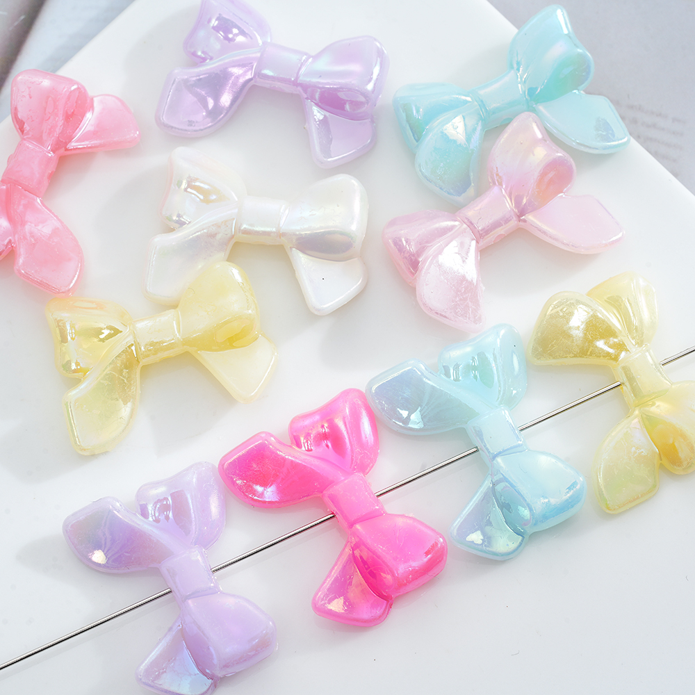 10 ชิ้น/เซ็ตเกาหลี โดปามีน สไตล์ที่มีสีสันโบว์ลูกปัดอะคริลิ ทําเอง ตัวเว้นวรรค เครื่องประดับทําวัสดุที่ทําด้วยมือหลวมจี้อุปกรณ์พวงกุญแจ