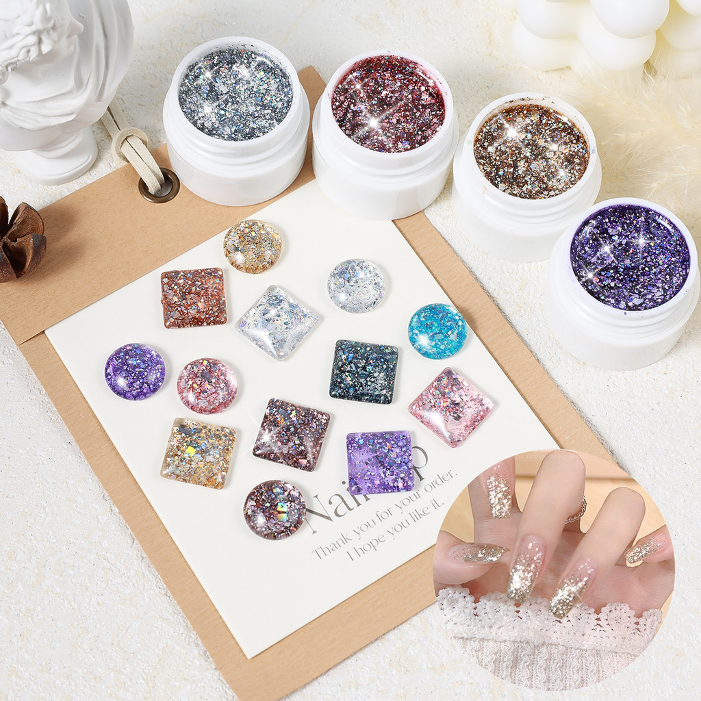 5ml Rubiks Cube ยาทาเล็บเล็บ Disco Shining Glitter เลื่อมเล็บเจลแฟลชสะท้อนแสง Shining Soak Off UV LED เคลือบเงา DIY เครื่องมือทําเล็บ