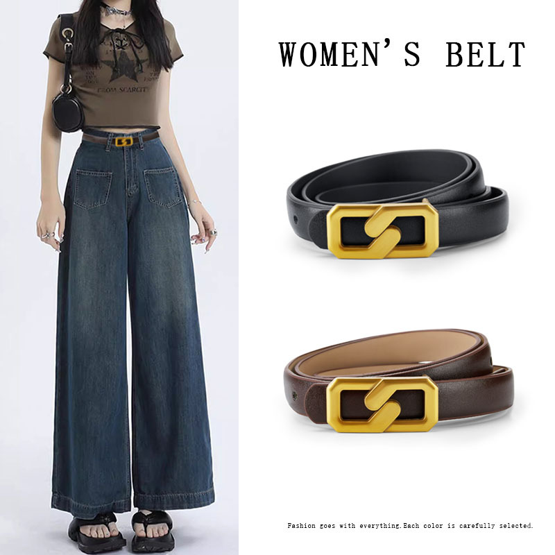ขายส่งใหม่ Premium Lightning Belt Trend Letter Snap Buckle เข็มขัดหนัง Faux ผู้หญิงอเนกประสงค์ Casual ตกแต่งกางเกงเข็มขัด