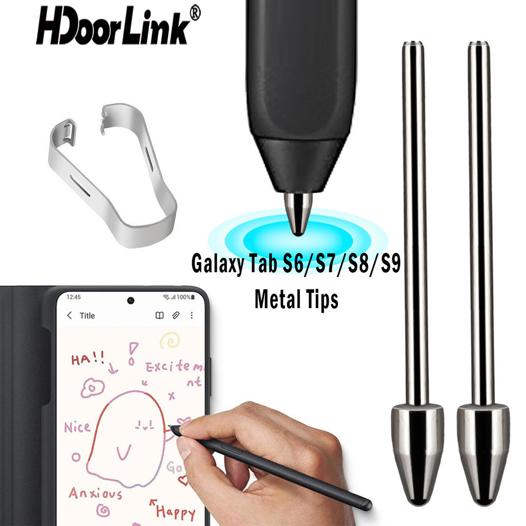เคล็ดลับสไตลัสทดแทน HdoorLink สําหรับ Samsung Galaxy Tab S6 S7 ปากกาสไตลัสปลายโลหะพร้อมเครื่องมือคลิป