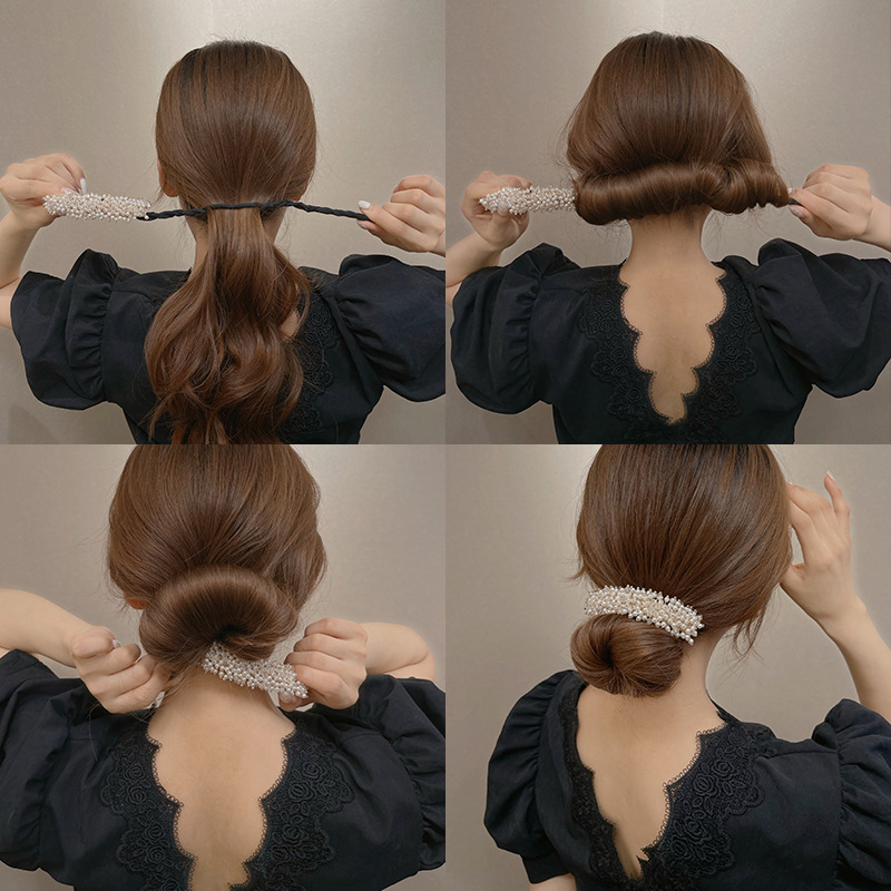 French Retro Ball Head Hair Clipper Influencer Lazy Pearl เพชรถักผมดอกไม้ Bud จัดแต่งทรงผม Handy เครื่องมือคริสตัลอุปกรณ์เสริมผมหญิง