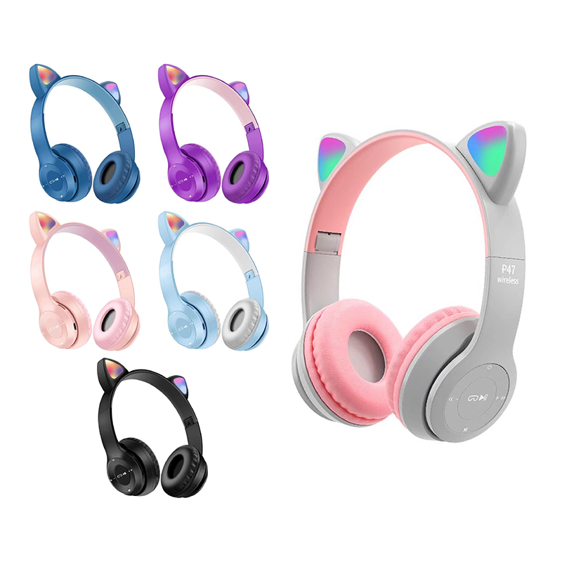 หูฟังครอบหูไร้สายมีหูแมว รุ่นP47M รองรับ Bluetooth 5.0 เบสคมชัด มีให้เลือกหลายสี