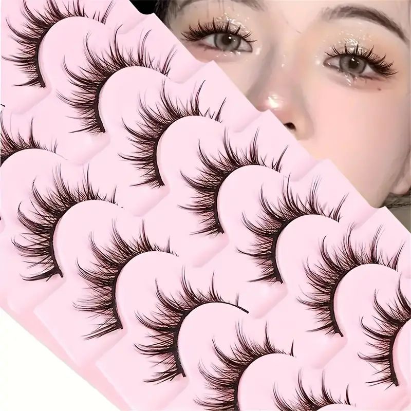 10คู่บาน-สไตล์ขนตาปลอม,หนาและธรรมชาติเรียวขนตาปลอม,reusable Wispy Eyelashes Extensionเครื่องมือแต่งหน้า,สวมใส่และขยายตา
