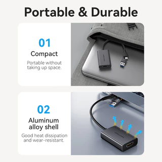 อะแดปเตอร์ HDMI Vention USB-C USB เป็น HDMI 1080P@60Hz สำหรับ MacBook Pro iPad แล็ปท็อป