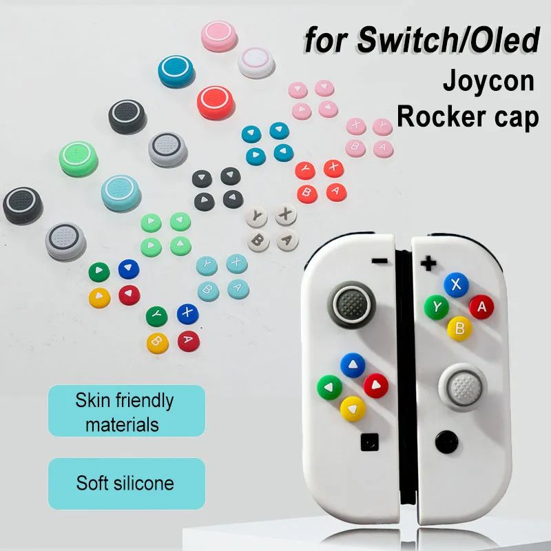สติ๊กเกอร์ Switch Joy-Con D-Pad & ABXY + Thumb Grip Caps สําหรับ OLED/Lite/NS