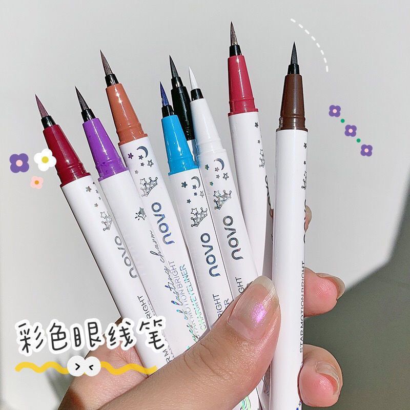 Novo Color Eyeliner หญิงเริ่มต้น Fine Ultra-Fine กันน้ํา Non-Smudge Long-Lasting Liquid Eyeliner ปากกา Soft Bris