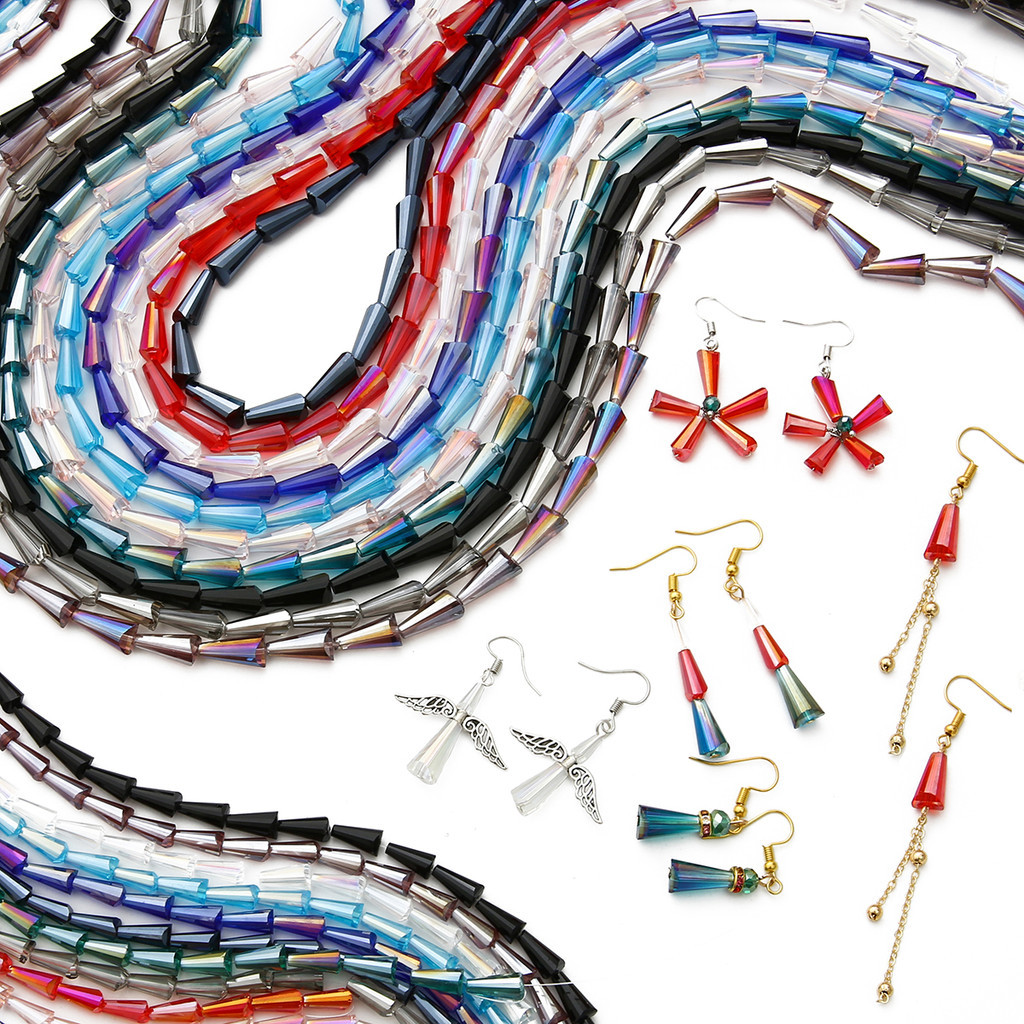 1strand 7 มม.Faceted แก้วคริสตัลลูกปัด Teardrop Pagoda รูปร่างลูกปัด Charms สําหรับต่างหูสร้อยคอสร้อยข้อมือ
