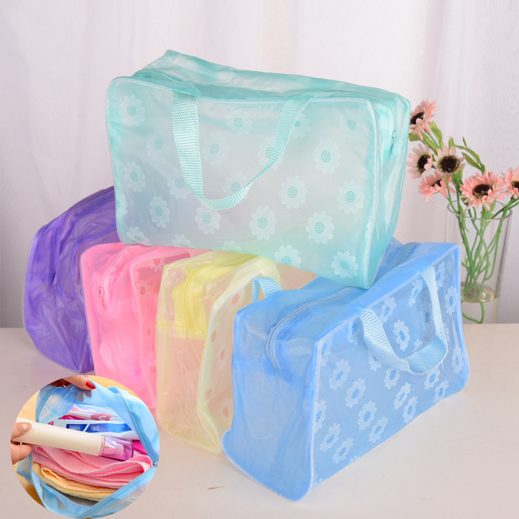 กระเป๋าเครื่องสําอาง PVC กันน้ํา ลายดอกไม้ สร้างสรรค์ สําหรับผู้หญิง