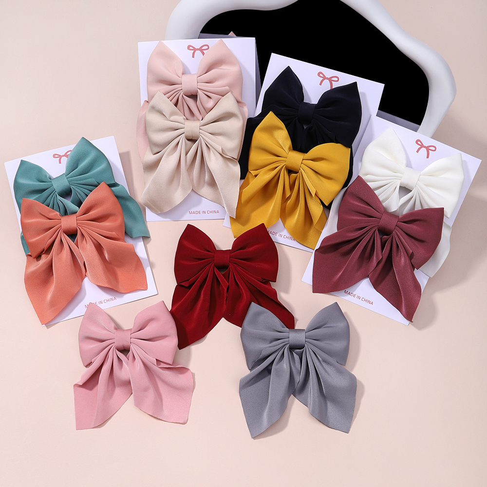 2 ชิ้น/เซ็ตหวานใหญ่ Bowknot ผู้หญิงคลิปผมสําหรับสาวสีทึบผม Pins Barrettes Headwear แฟชั่นอุปกรณ์เสริมผม