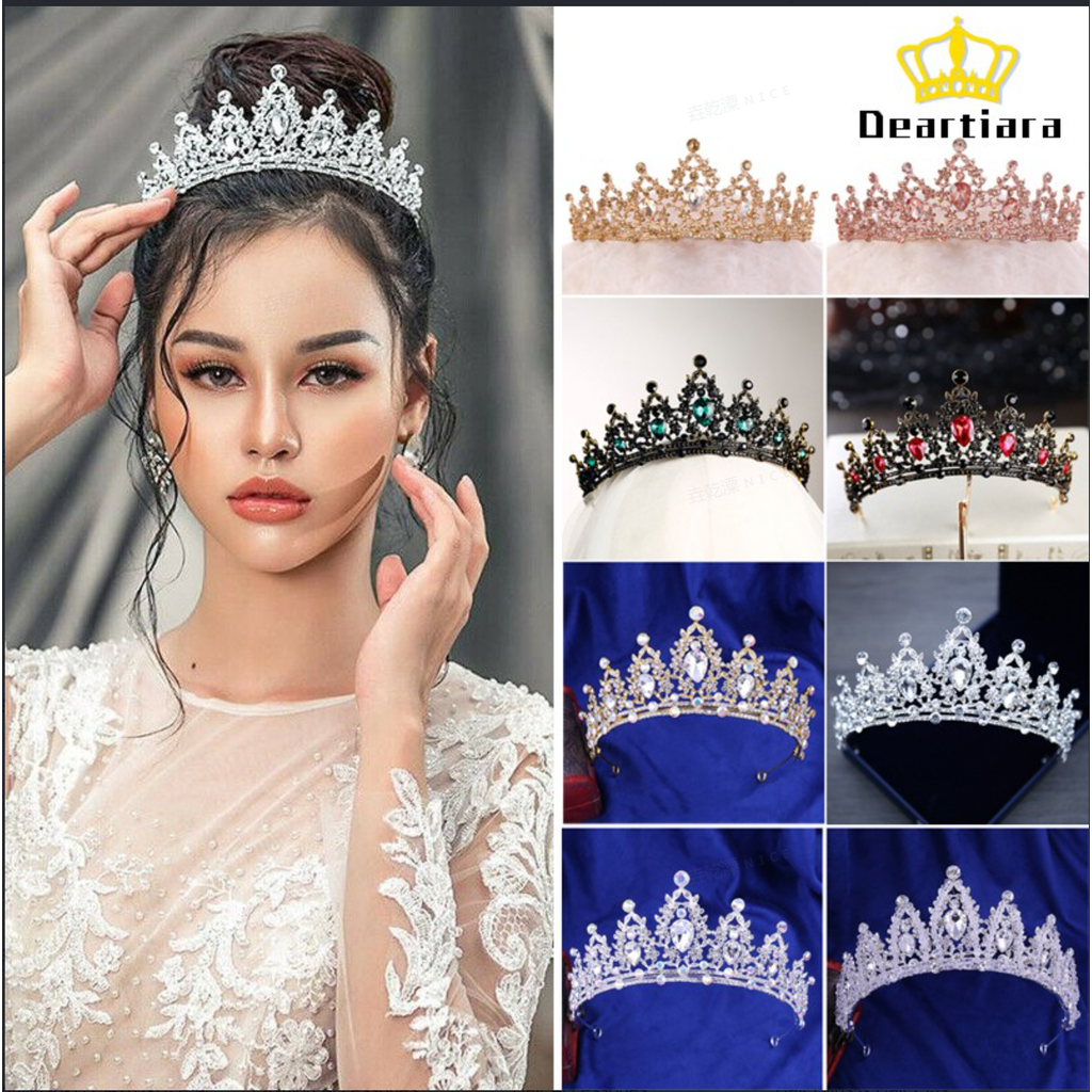 1 ทรงผมแต่งงาน หมวก คริสตัลเจ้าสาว หมวก มงกุฎเงินมงกุฎอุปกรณ์ผมที่คาดผมแต่งงานที่คาดผมวันเกิดเจ้าหญิง