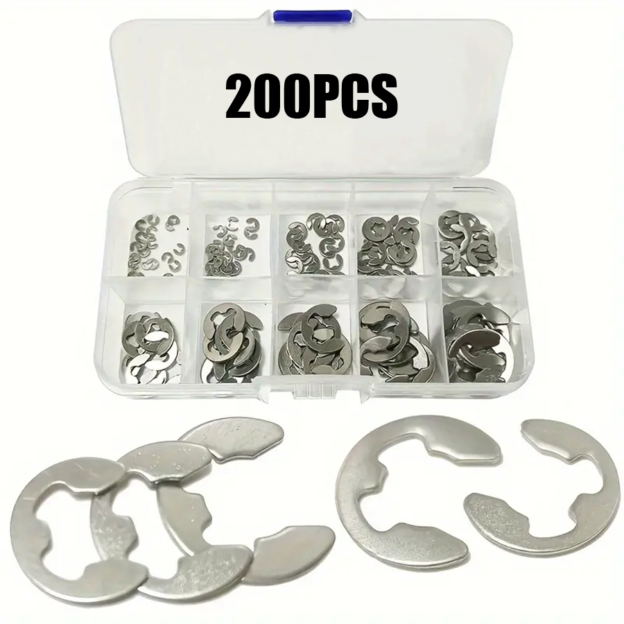 200 ชิ้นพรีเมี่ยม 304 สแตนเลส E-Clip Assortment Kit - ชุดแหวน Snap ทนทานสําหรับเพลา | Handy Selection สําหรับ DIY ช่างและการประชุมเชิงปฏิบัติการ