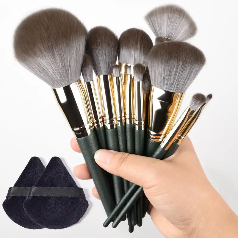 ชุดแปรงแต่งหน้ามืออาชีพ 14 ชิ้น - ขนแปรงนุ่มหรูหราสําหรับแป้ง, อายแชโดว์, รองพื้น & บลัชออน - แอปพลิเคชั่นความงามออลอินวันแบบไม่มีรอยต่อ - ไอดีล