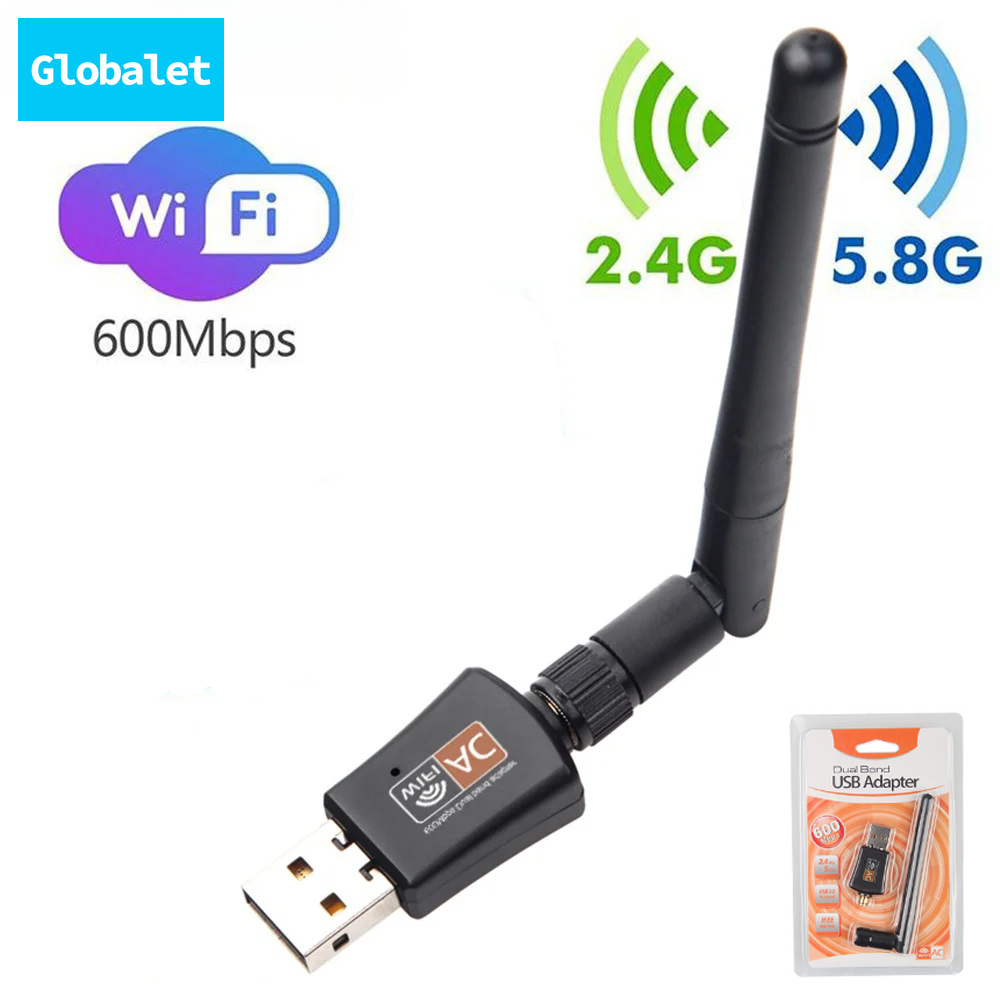 600mbps Dual Band USB อะแดปเตอร์ไร้สาย WiFi 2.4GHz 5GHz WiFi เสาอากาศไดรฟ์ฟรีตัวรับสัญญาณการ์ดเครือข่าย 802.11b/n/g/ac PC