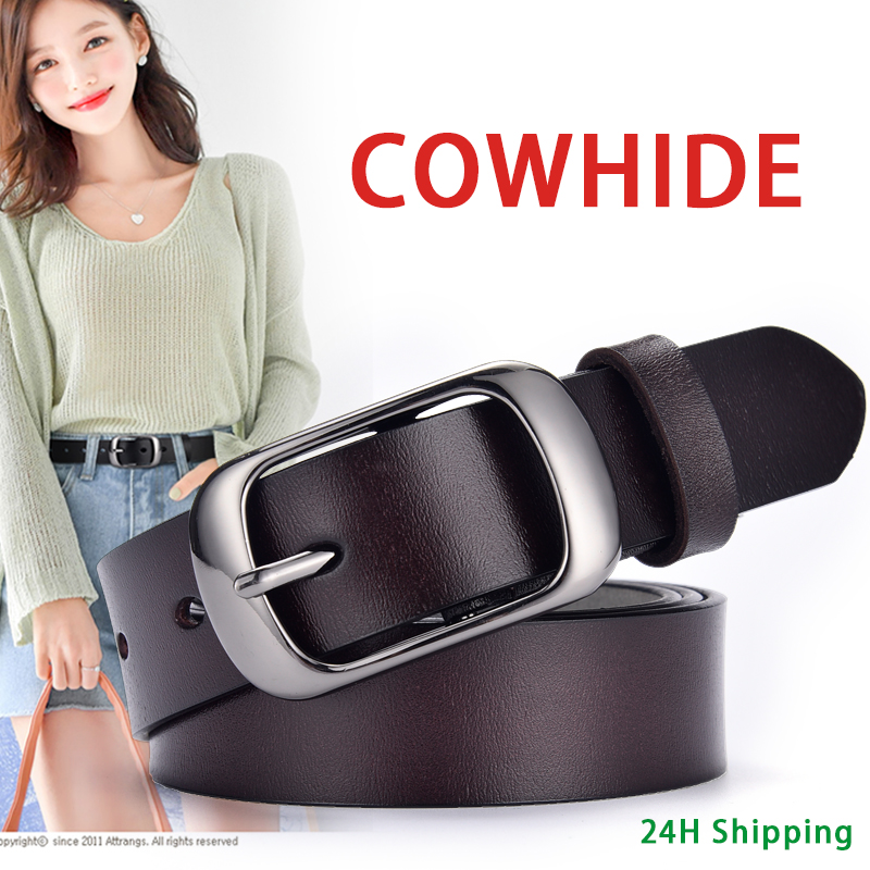 เข็มขัดผู้หญิงหนังวัวแท้พร้อมหัวเข็มขัดหมุดปรับได้-เข็มขัดตกแต่งอเนกประสงค์แฟชั่นสไตล์เกาหลีสําหรับชุดสูท