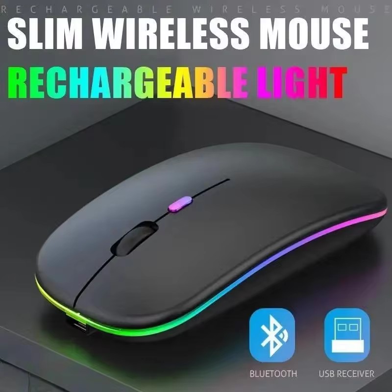 เมาส์ไร้สาย RGB ชาร์จเมาส์คอมพิวเตอร์ไร้สาย LED Backlit เมาส์สําหรับเล่นเกมตามหลักสรีรศาสตร์สําหรับแล็ปท็อป PC