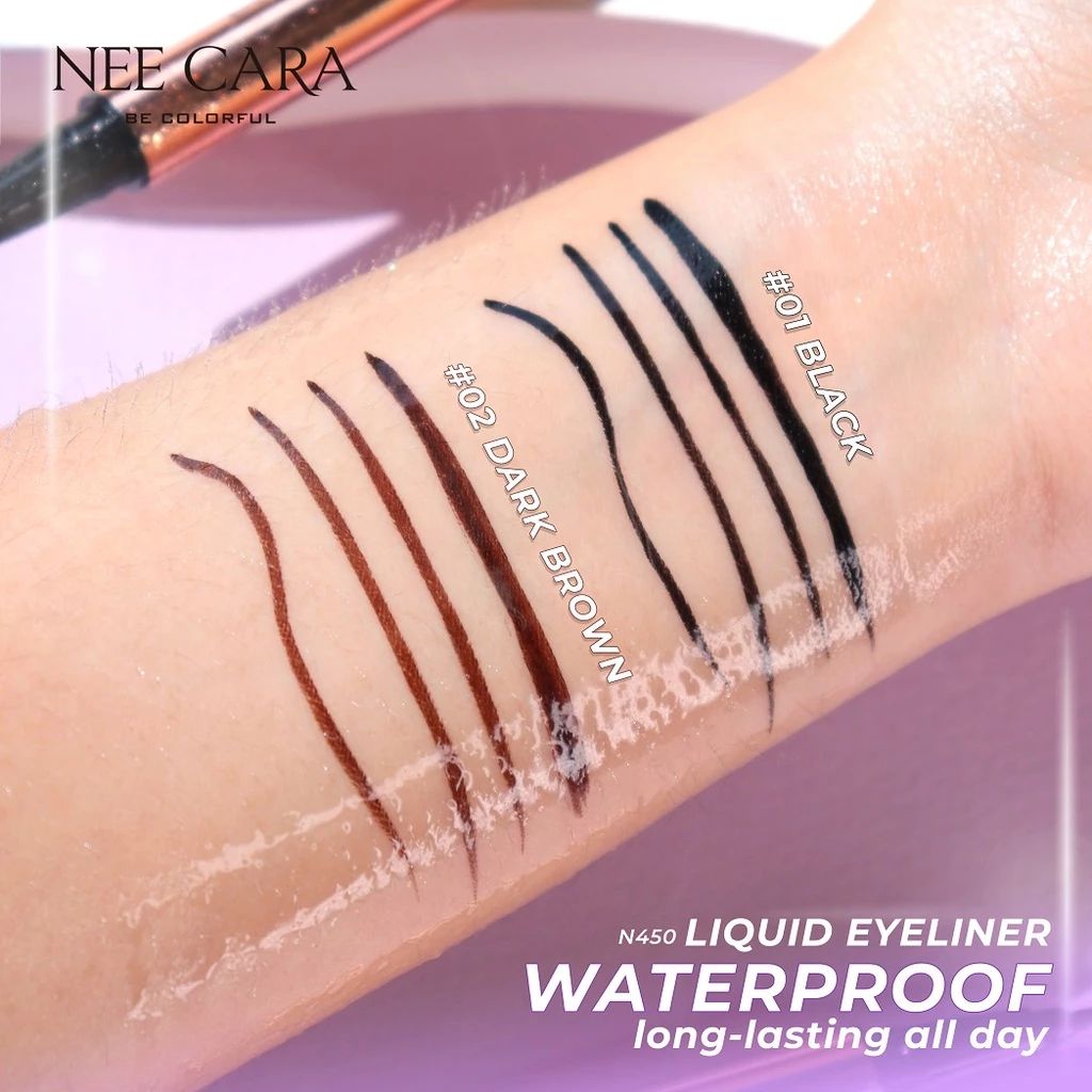 Nee Cara นีคาร่า Liquid Eyeliner รุ่น N450 อายไลเนอร์ แบบแท่ง กรีดง่าย สีชัด ติดทน กันน้ำ สีดำ - รูปที่ 4