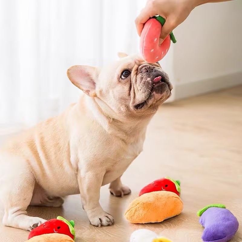 ตุ๊กตาสัตว์เลี้ยงมีเสียงของเล่นผลไม้ Series Scratch-Resistant Bite-Resistant Molar Pet Dog Cat Cat Self-Happy Bor