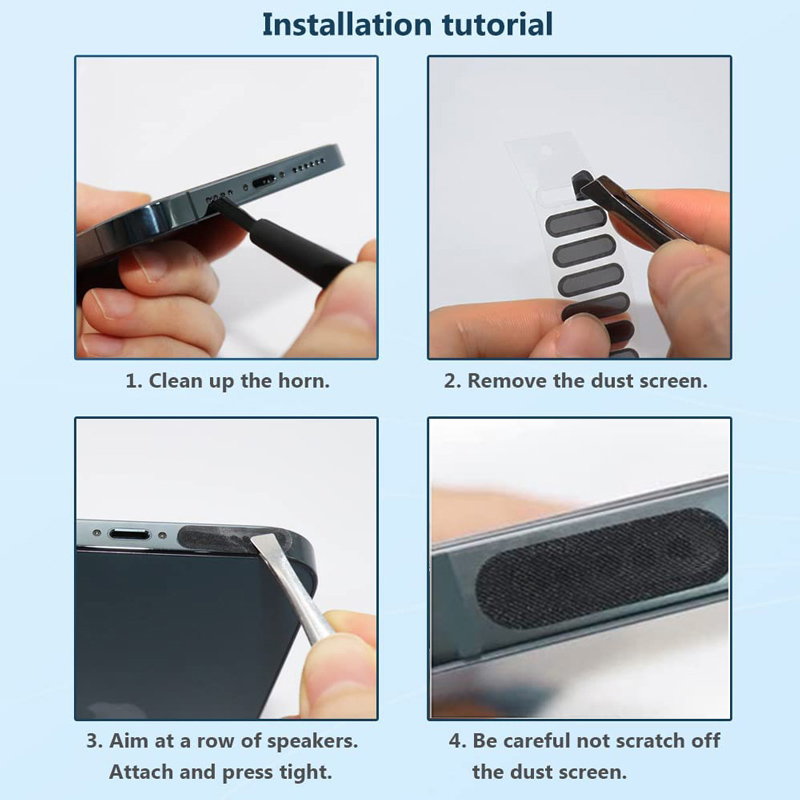 ลําโพงโทรศัพท์สติกเกอร์กันฝุ่น Protector ตาข่ายป้องกันฝุ่นกาวและ Tweezer สําหรับ iPhone 15 14 13 12 Pro Max 11