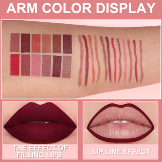 DUNUF 6cs Matte Lip Liner Set - ติดทนนาน กันรอยเปื้อน ดินสอสีกันน้ําสําหรับทุกสภาพผิว - คอลเลกชันสีแดงอเนกประสงค์สําหรับสวมใส่ทุกวันและแต่งหน้าปาร์ตี้