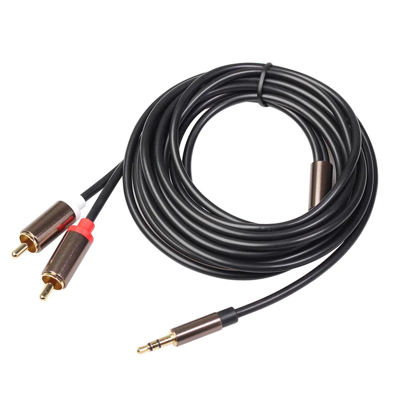 1m 2M 3M 3.5 มม.แจ็คAUX 2 RCA Audio VideoสายสเตอริโอY SplitterสายAVอะแดปเตอร์ 2RCAสายไฟสําหรับPC DVD TV VCRลําโพงสายกล้อง