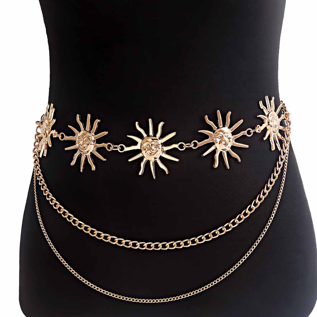 Layered Punk Gothic Moon Sun เอวสําหรับผู้หญิงแฟชั่นเครื่องประดับอุปกรณ์เสริม