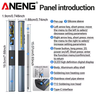 ANENG SL108 หัวแร้งไฟฟ้า 96W เครื่องมือปรับความร้อนอย่างรวดเร็วสําหรับช่างไฟฟ้าขายฤดูใบไม้ผลิ 2026
