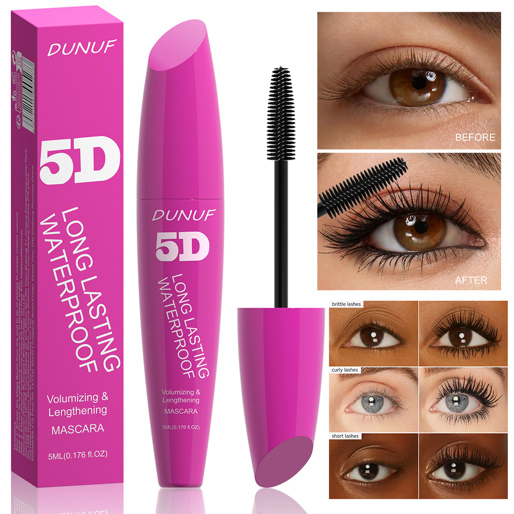 Dunuf 5D หลอดสีม่วงหนากันน้ํามาสคาร่าติดทนนานไม่มีรอยเปื้อนรูปร่างดัดผมไม่ซีดจางธรรมชาติ