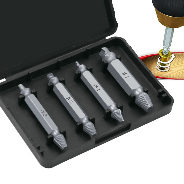 4pcs S2 เสียหายสกรู Extractor เจาะ Stripped สกรู Extractor Remover ชุด Double Ended Broken สกรู Bolt รื้อถอนเครื่องมือ
