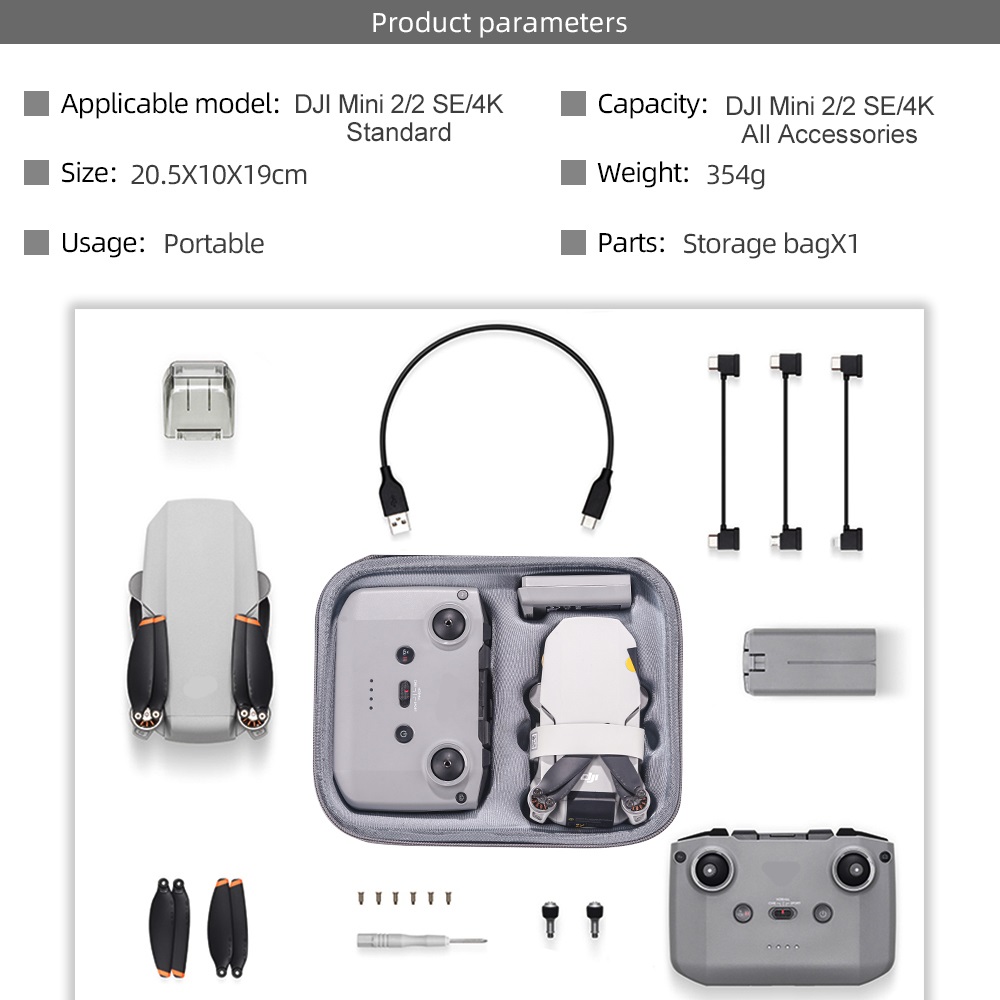 กระเป๋าถือสําหรับ DJI Mini 2 Mini 2 SE Mini 4k กระเป๋าเก็บกระเป๋ารีโมทคอนโทรลแบตเตอรี่ Drone Body กระเป๋าถือสําหรับ DJI Mini 2 Drone อุปกรณ์เสริม