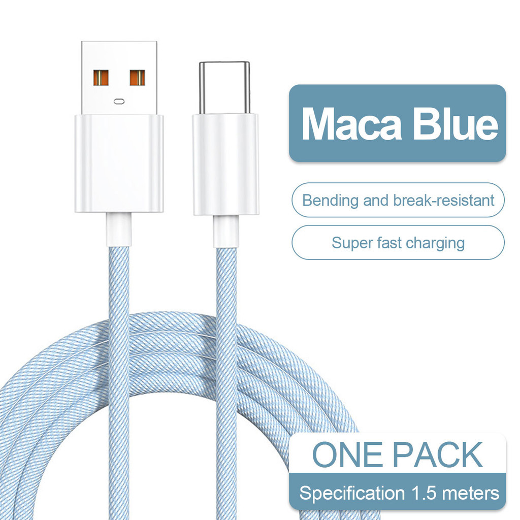 2024 สไตล์ใหม่ Super Fast Charge คอมพิวเตอร์โทรศัพท์มือถือ USB สายเคเบิลข้อมูล type-c ถักสีสันสดใส