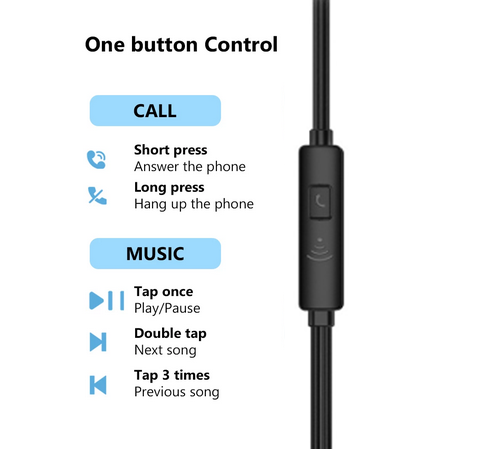 หูฟังตัดเสียงรบกวนแบบมีสายในหูไมโครโฟนหูฟังควบคุมระดับเสียงโทรศัพท์ หุ่นยนต์ ลดเสียงรบกวน