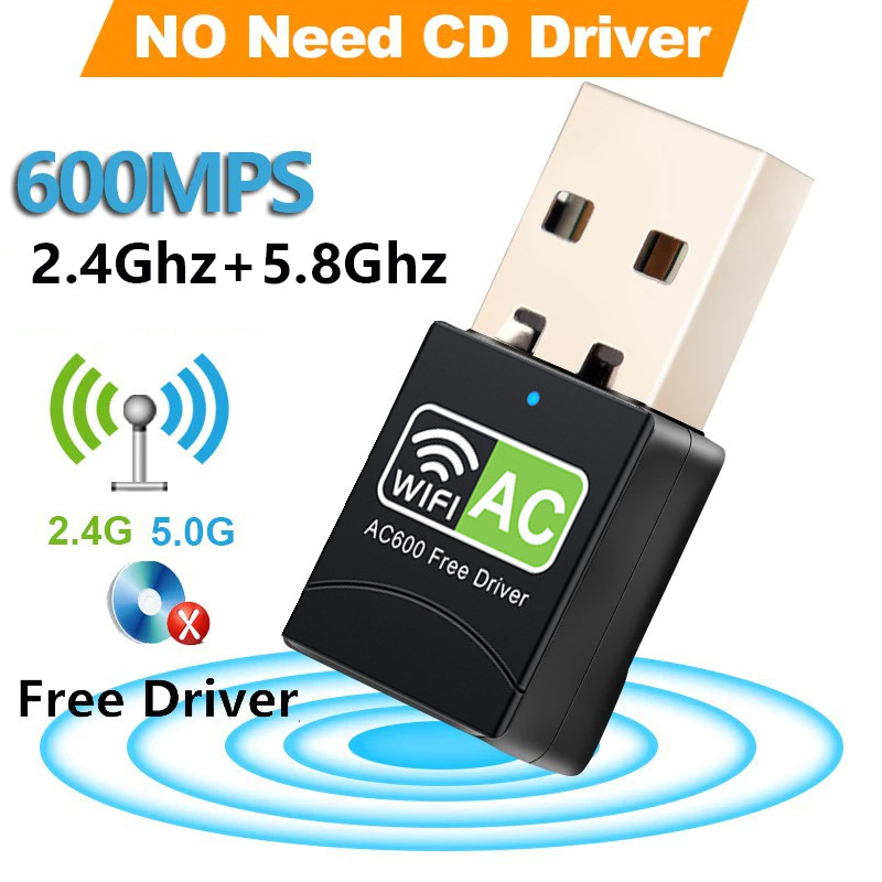 อะแดปเตอร์ Wifi 600Mbps Dongle USB Wireless PC WiFi Receiver ไดรฟ์ฟรีสําหรับแล็ปท็อปคอมพิวเตอร์