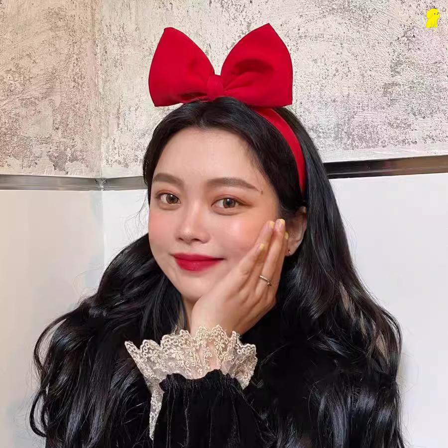 ที่คาดผมโบว์ใหญ่สีแดงโอ้อวดฤดูร้อนเวอร์ชั่นเกาหลีอินสาวเกาหลีน่ารักสุทธิสีแดงรูปร่างเว้าสิ่งประดิษฐ์หญิง