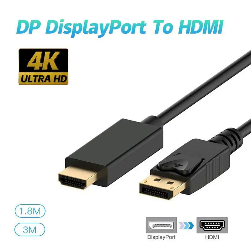 4k DP เป็น HDMI อะแดปเตอร์แปลงพอร์ตจอแสดงผลชาย DP ถึงหญิง HD TV อะแดปเตอร์สายเคเบิลวิดีโอเสียงสําหรับ PC TV