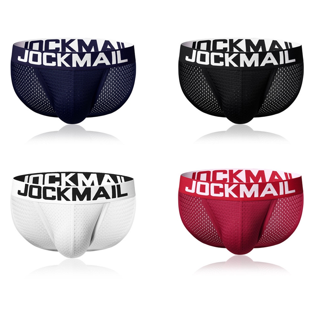 Jockmailmens กางเกงชั้นในสั้นเซ็กซี่ต่ําเอวตาข่าย Breathable กีฬาชุดชั้นในสําหรับชายสูงแยกลื่นผู้ใหญ่ Calcina 1PC