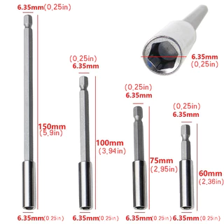 หนึ่งชุด Hex Shank Extension Connecting Rod ชุด, 1/4 นิ้ว Quick-Change 60/75/100/150 มม.สําหรับสว่านและไขควง