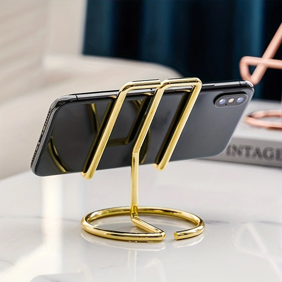 ขาตั้งโทรศัพท์มือถือสีทองโครงรองรับเดสก์ท็อปแท็บเล็ตขนาดเล็ก ipad Universal Office Home Storage Rack