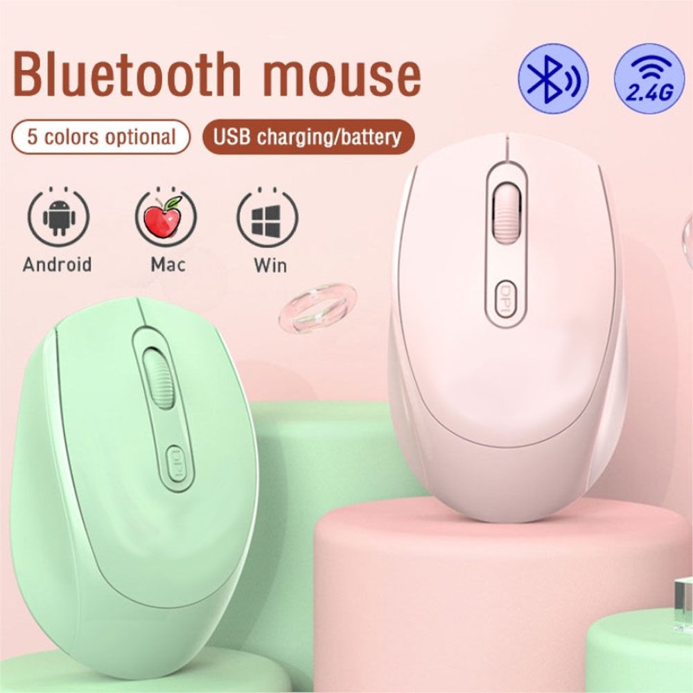 เมาส์ไร้สาย USB 2.4G ชาร์จบลูทูธ 5.2 USB Dual Mode 1600DPI เมาส์สําหรับเดสก์ท็อป PC โน้ตบุ๊คแล็ปท็อปเม้าส์เมาส์สําหรับเล่นเกม