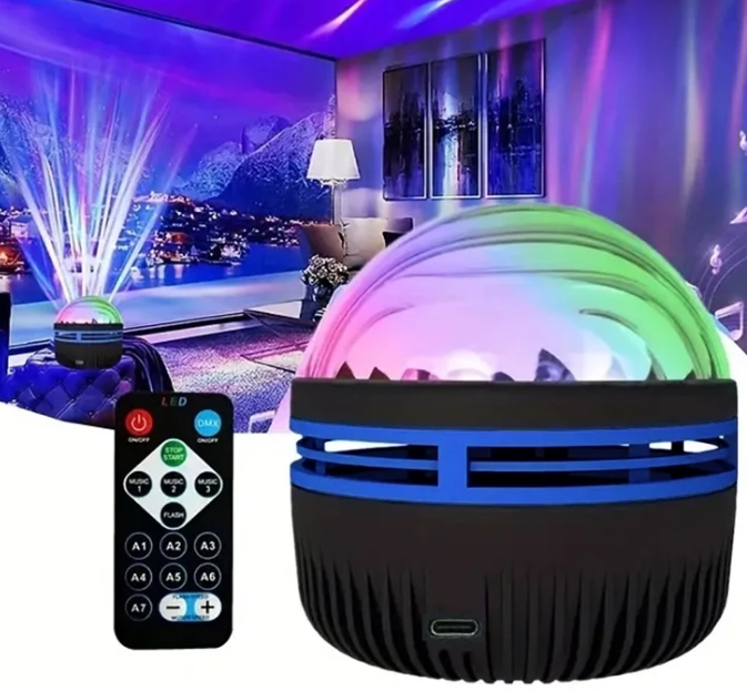 ไฟกลางคืนหมุนหมุนโคมไฟฉายออโรร่า LED RGB โปรเจคเตอร์สีสันสดใสห้องนั่งเล่นข้างเตียงโดยรอบ