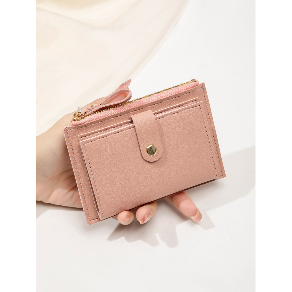 MIYIN Slim Wallet Mini Buckle Closed RFID Card Holder Zippered Coin Pocket Compact Purse