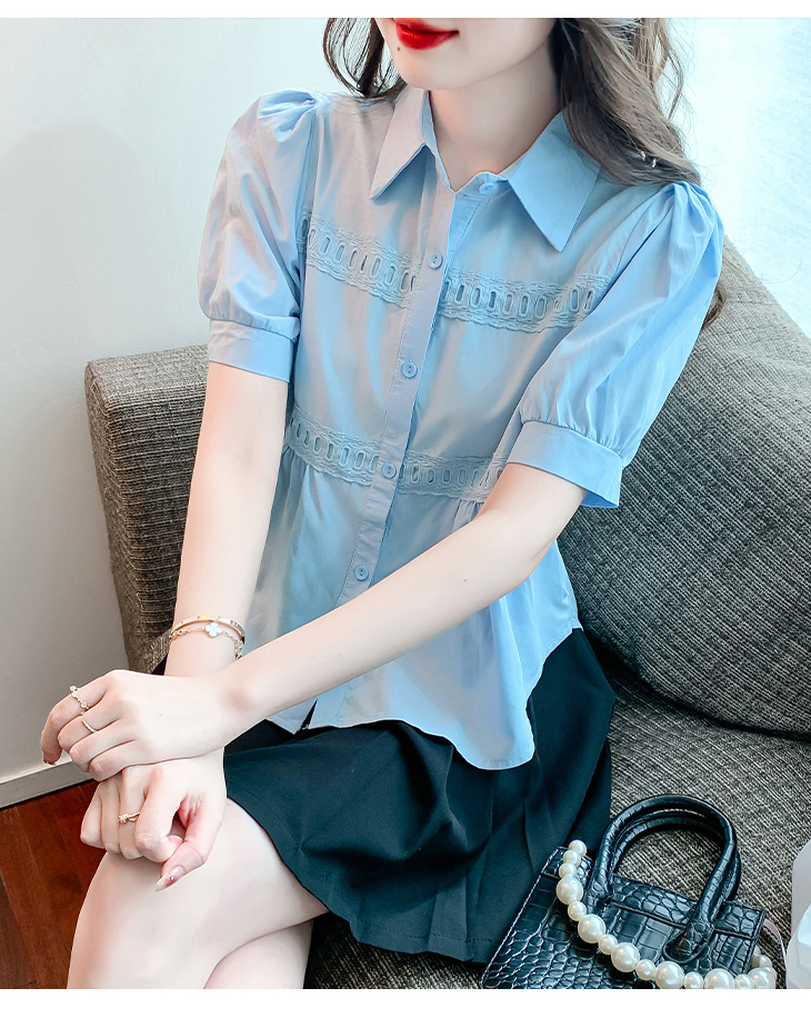 ภาษาฝรั่งเศสคําแฟชั่นลูกไม้เสื้อแขนสั้นผู้หญิงออกแบบ ซอก เสื้อ
