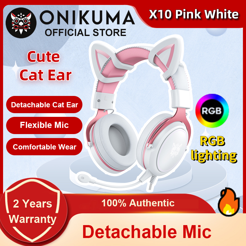 Onikuma X10 RGB Esports หูฟังสําหรับเล่นเกมตัดเสียงรบกวนหูฟังแบบมีสายพร้อมไมโครโฟนสําหรับพีซี/แล็ปท็อป