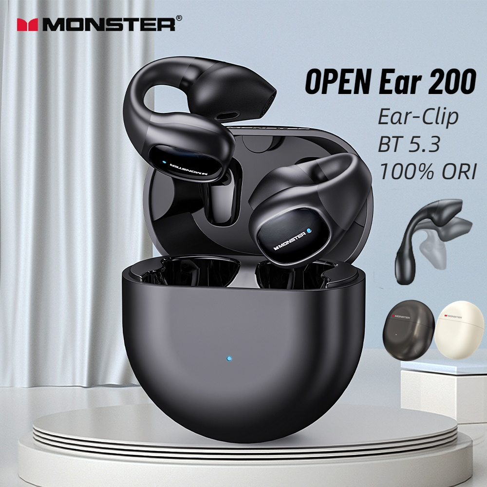 Monster เปิดหู 200 คลิปหูหูฟัง Blutooth หูฟัง Bone Conduction หูฟังไร้สายชุดหูฟังกีฬา IPX7 กันน้ําพร้อมไมโครโฟน