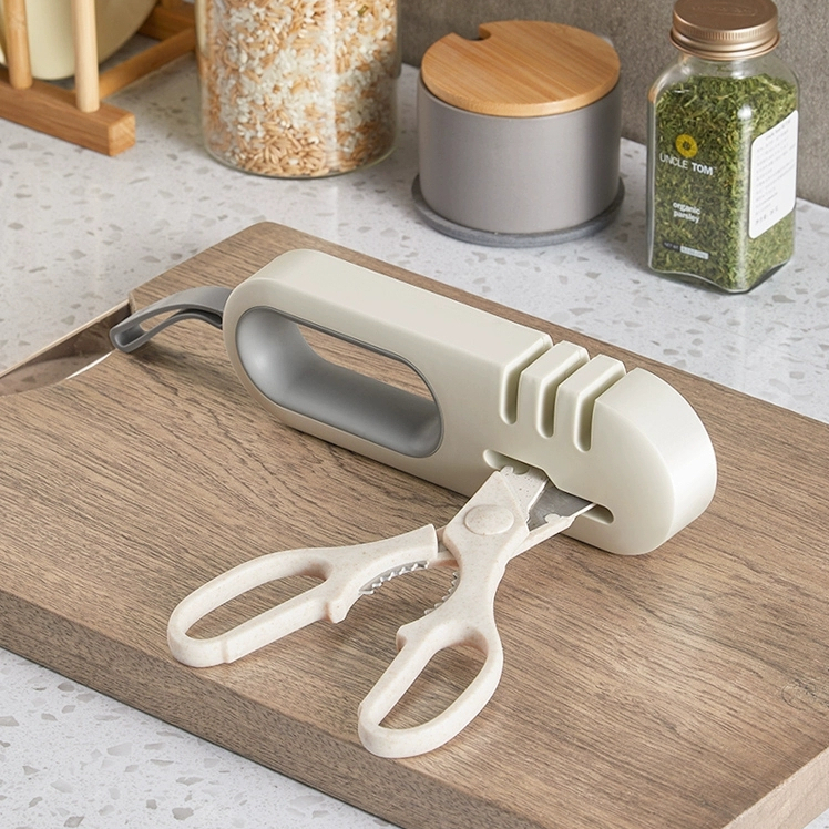 Multi-function สีขาวสีเทามีด Sharpener Four-in-One มีดกรรไกรที่มีอยู่ Multi-Functional Non-Slip Kitchen Sharpening มีดครัวในครัวเรือน Sharpener